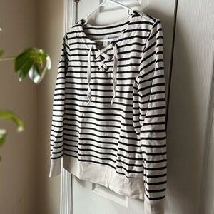 Striped Woman’s Crew Tie Sweater